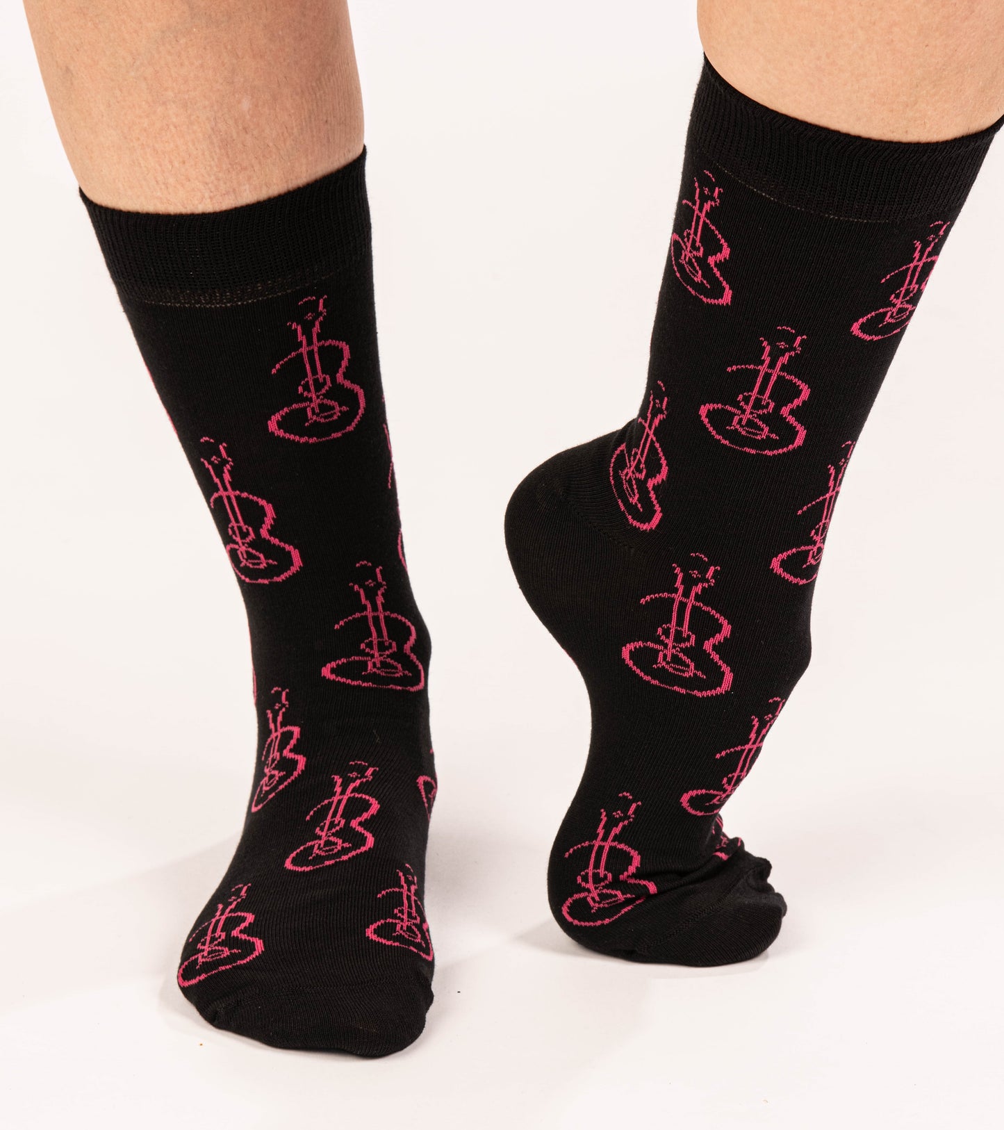 Calcetines Divertidos Guitarras Rosas