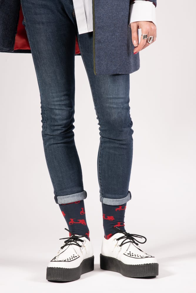 Calcetines Divertidos con Moto Roja