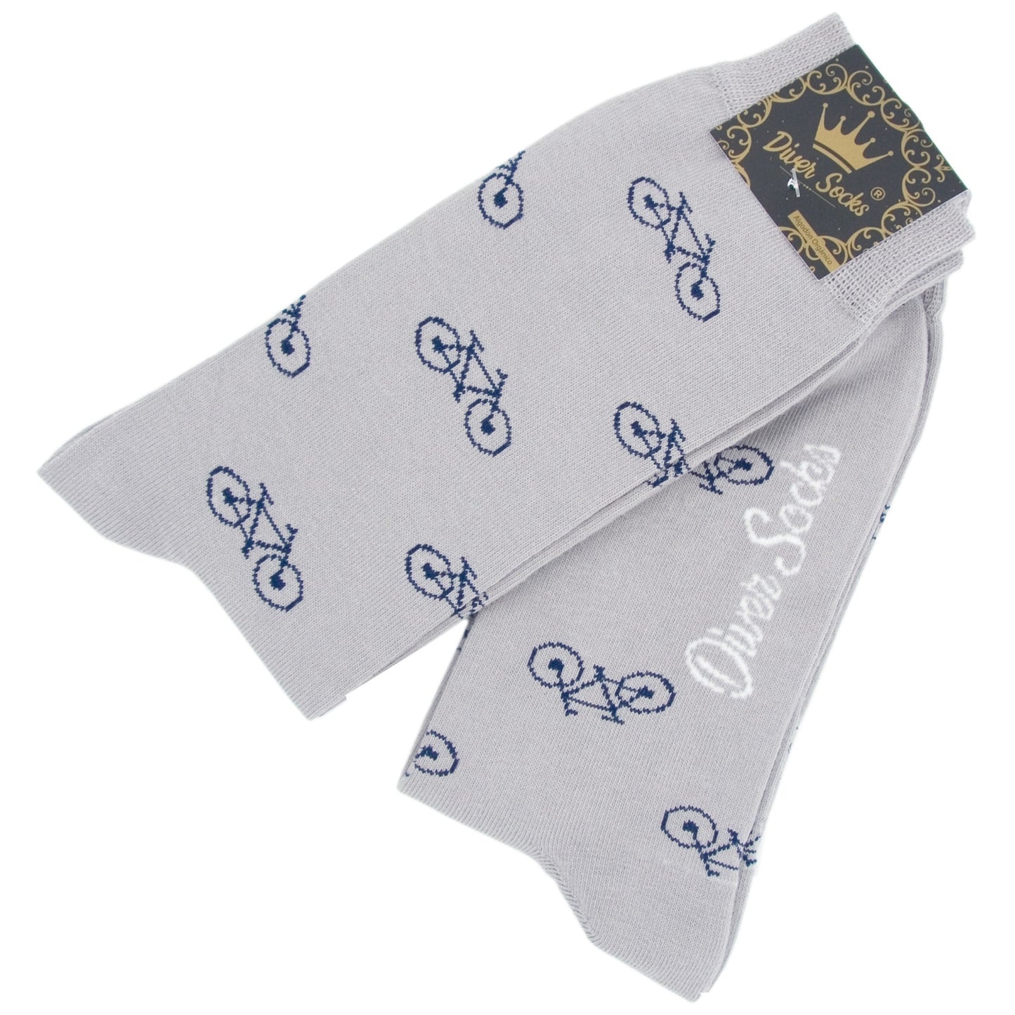 Calcetines grises con estampado fresco de bicicletas