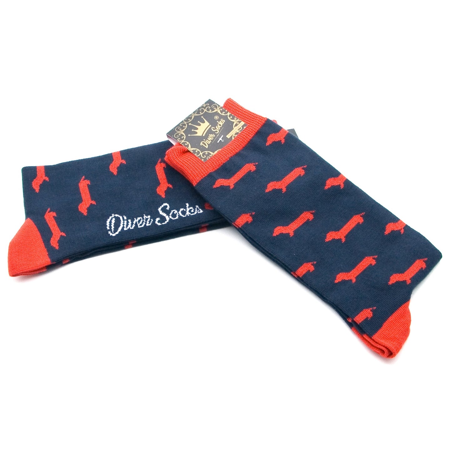 Calcetines con dibujos de perros rojos
