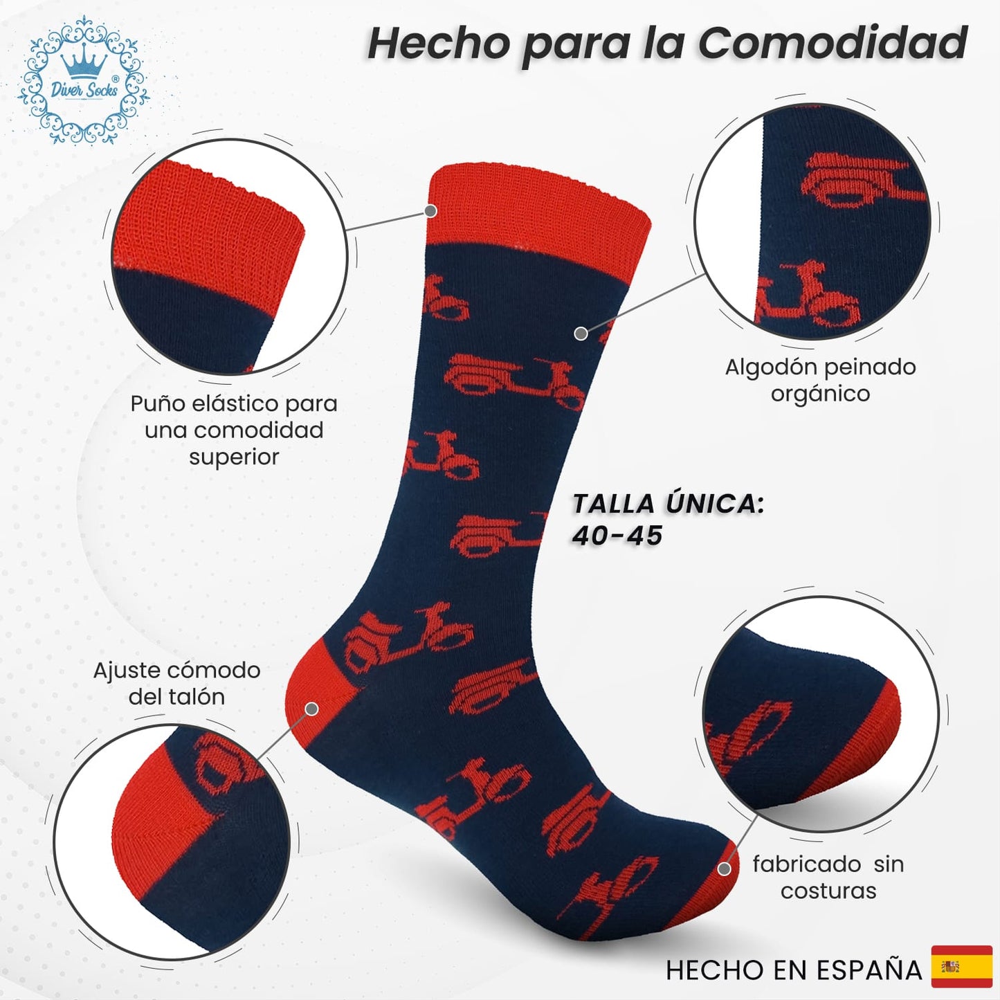 Calcetines con moto roja