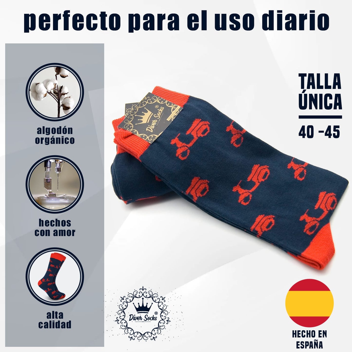 Calcetines con moto roja