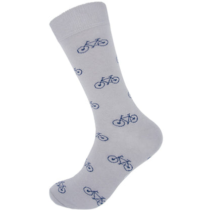 Calcetines grises con estampado fresco de bicicletas