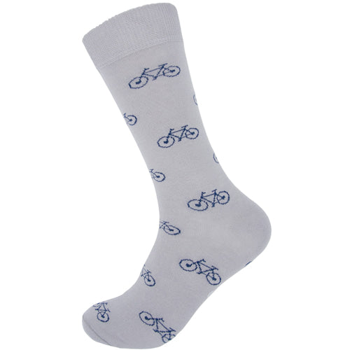 Calcetines grises con estampado fresco de bicicletas