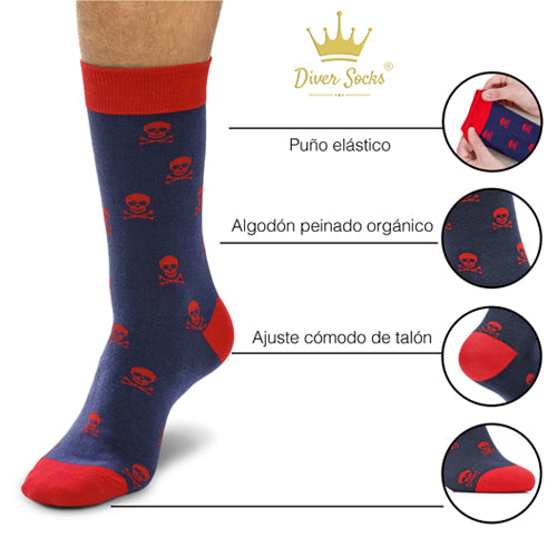 Calcetines Divertidos de Calaveras Rojas