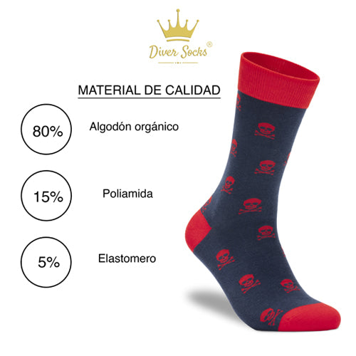 calcetines divertidos calaveras rojas material de calidad