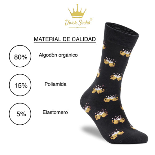 Calcetines cervezas para hombre negros