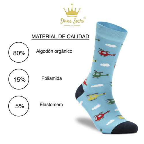 Calcetines helicópteros azul claro