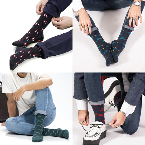 Pack de Calcetines Bicicletas Verdes + Vino + Moto + Tenis