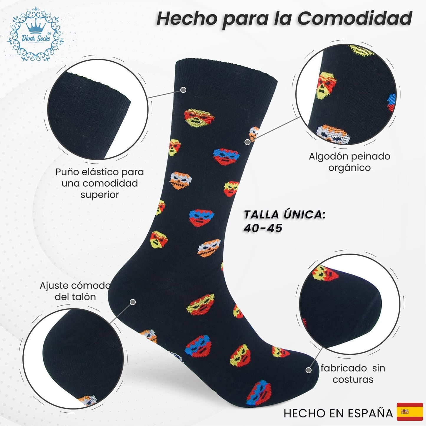 Calcetines Divertidos de Máscaras de Lucha Libre