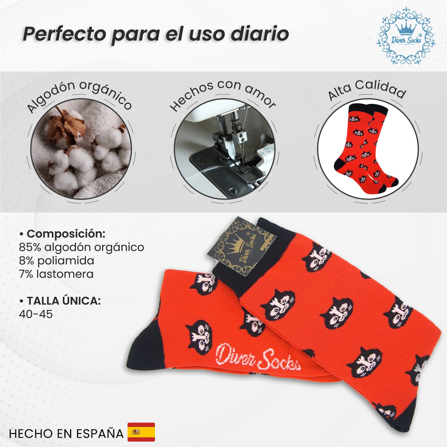 Calcetines divertidos para hombre tripulación gatos espaciales talla 6-12,5