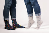 Calcetines grises con estampado fresco de bicicletas