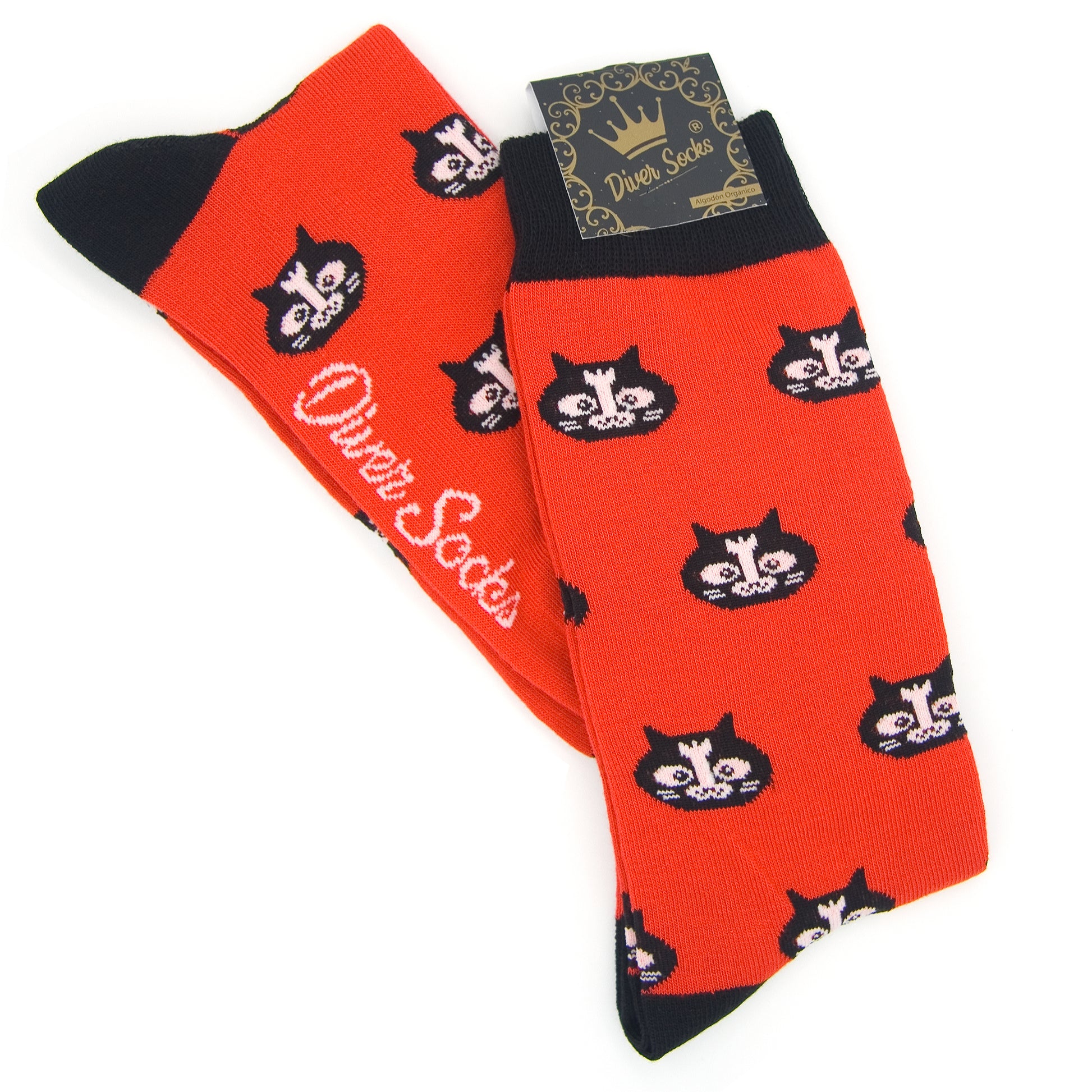 Calcetines divertidos para hombre tripulación gatos espaciales talla 6-12,5